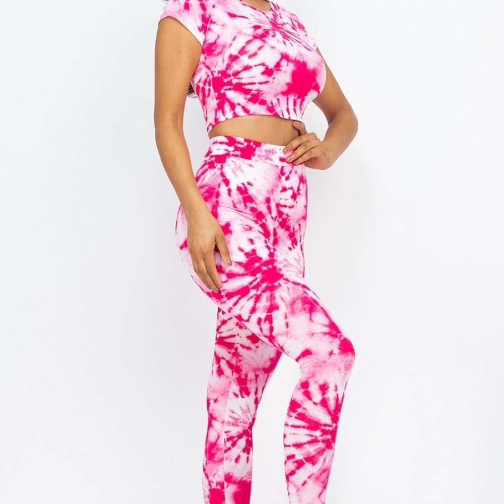 Tie-Dye Crop Top Legging Set